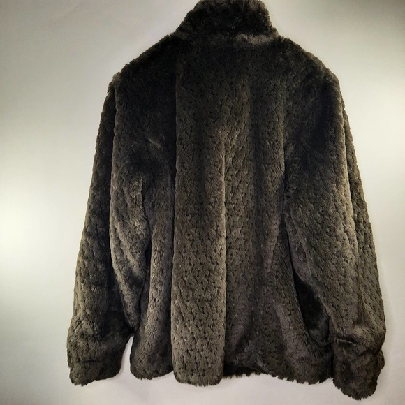 Platinum Utex| Brown Reversible Winter Faux Fur Coat Size L - Picture 3 of 6